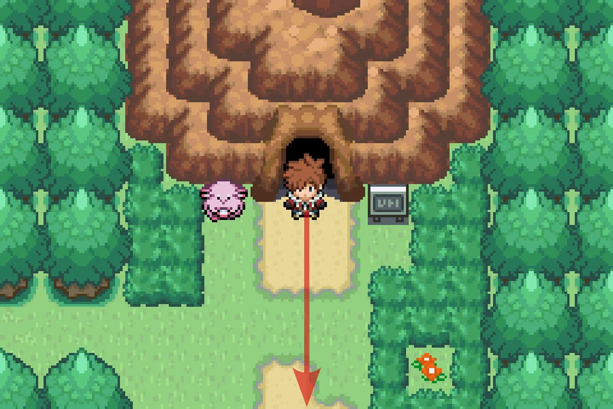 동굴을 나온 후 남쪽으로 걷는 모습. / Pokémon Unbound