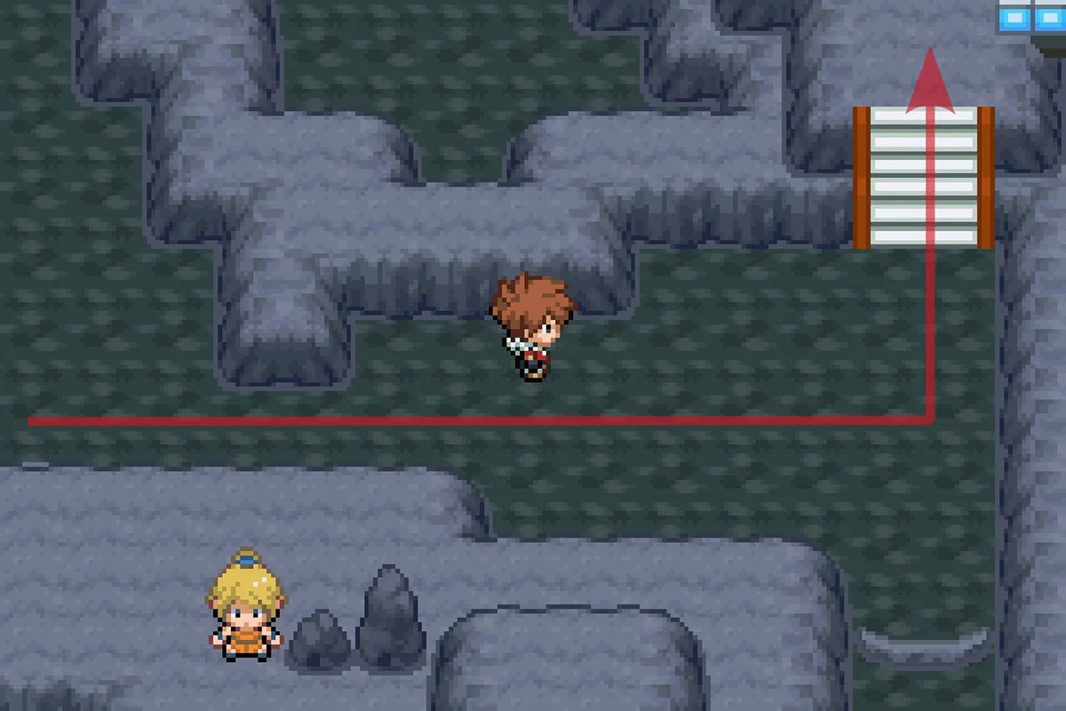 경로 끝에서 계단을 오르는 모습. / Pokémon Unbound
