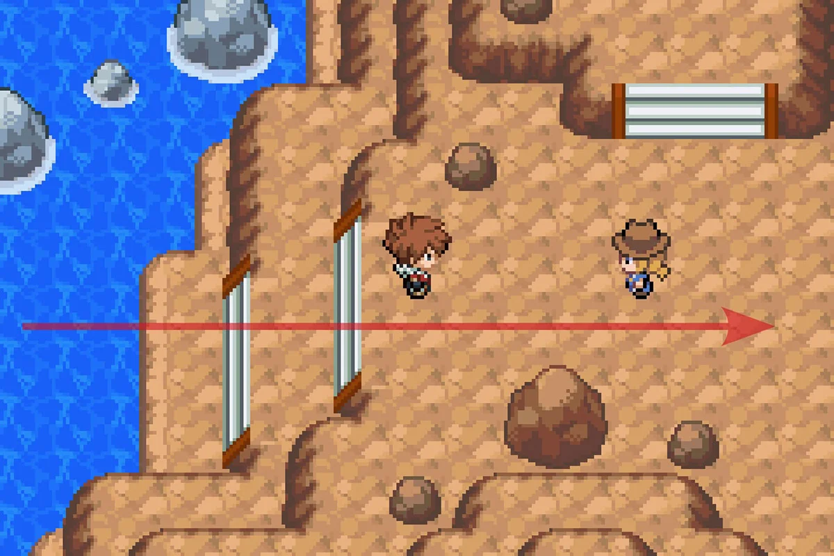 바위 섬에 상륙하여 동쪽으로 계속 이동. / Pokémon Unbound