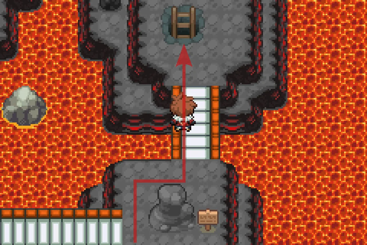 Taking the ladder to go down to the third floor. / Pokémon Unbound