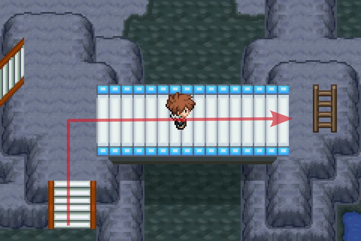 더 높이 올라가기 위해 사다리를 타는 모습. / Pokémon Unbound