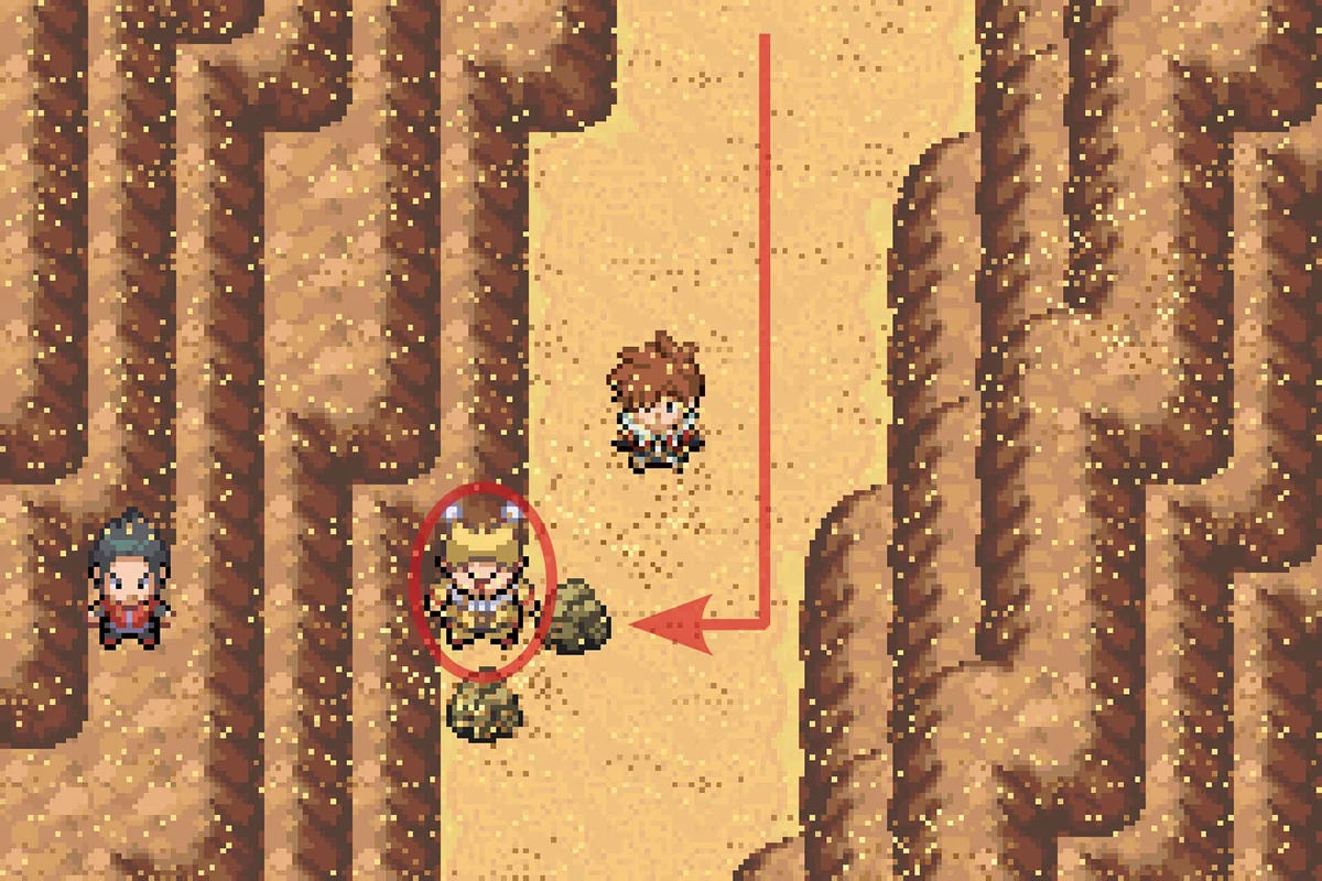 모래바람을 주는 NPC를 찾는 모습. / Pokémon Unbound