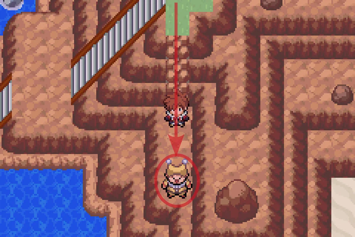 Interacting with the clown who gives the TM for Sunny Day. / Pokémon Unbound