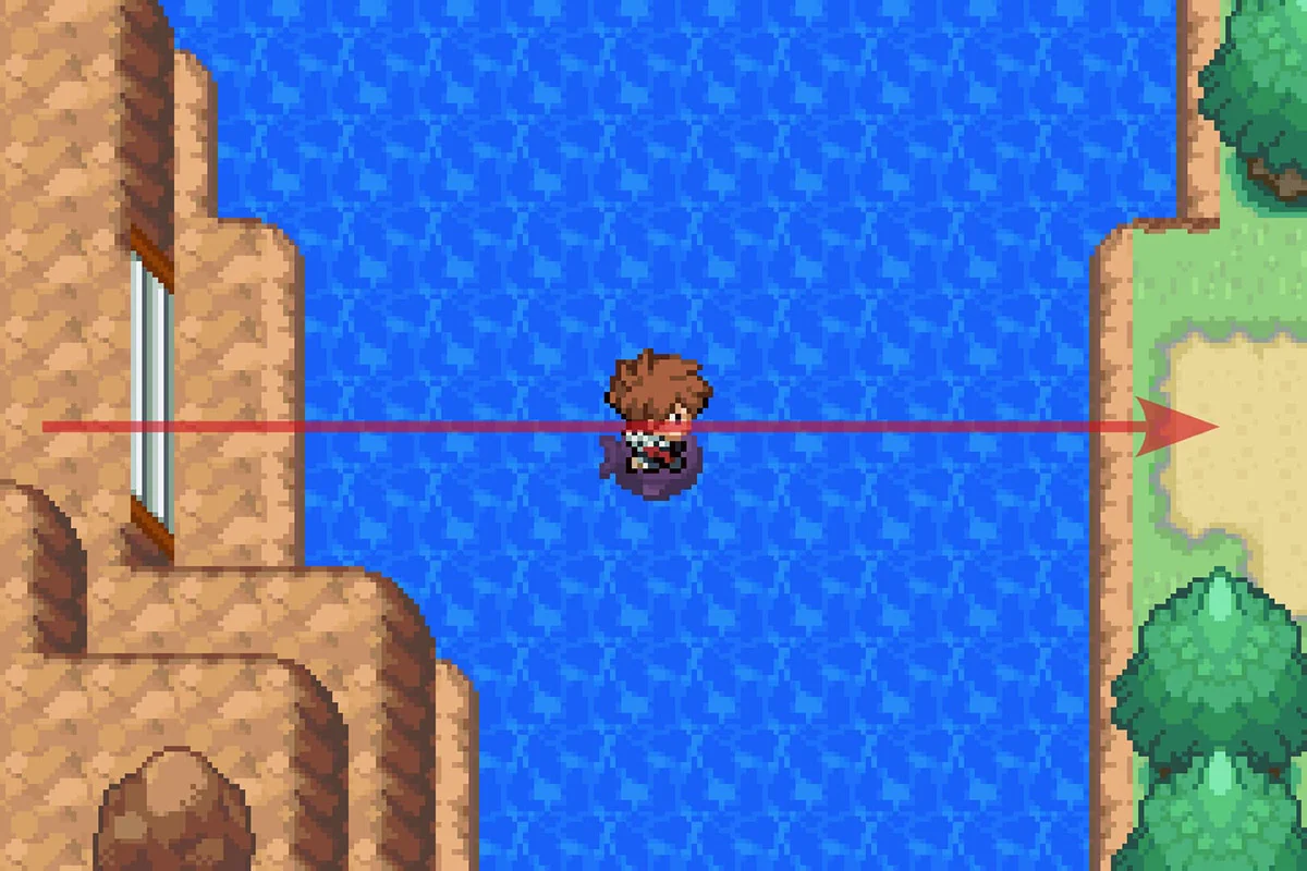 파도타기로 물을 건너 다른 섬에 상륙. / Pokémon Unbound