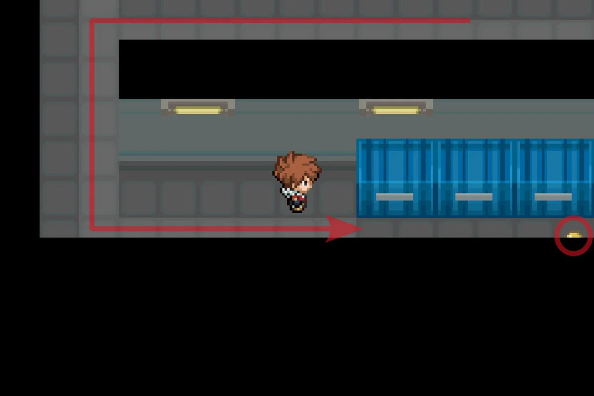 남쪽 벽을 돌아 와일드볼트 기술머신에 도달하는 모습. / Pokémon Unbound