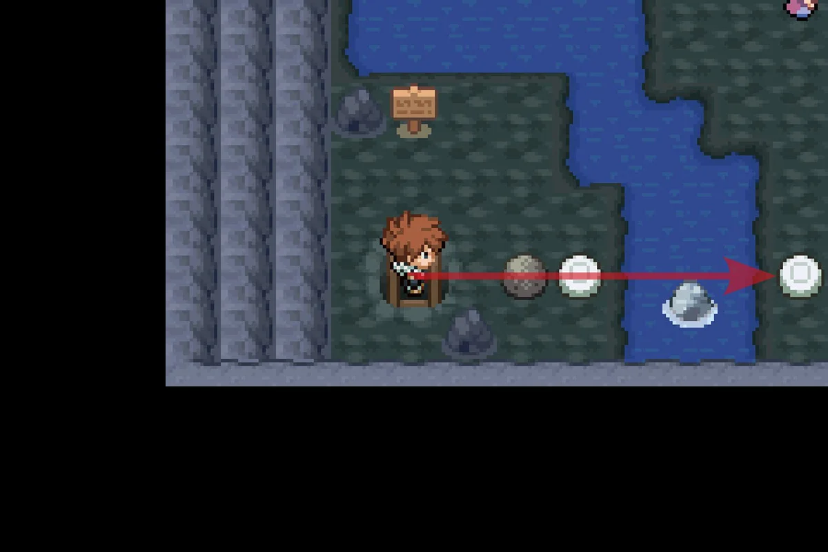 사다리를 타고 올라간 후 동쪽으로 가는 모습. / Pokémon Unbound