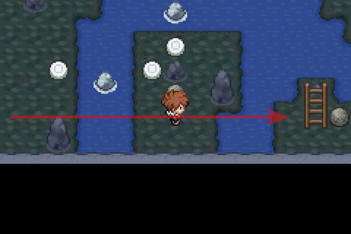 동쪽 경로 끝에서 사다리를 타는 모습. / Pokémon Unbound