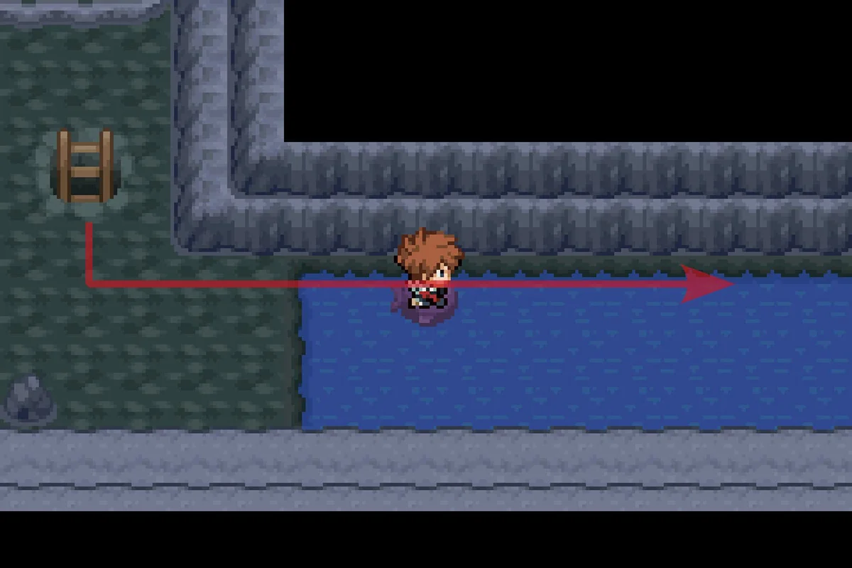 파도타기를 이용해 동쪽으로 길 따라가기 / 포켓몬 언바운드