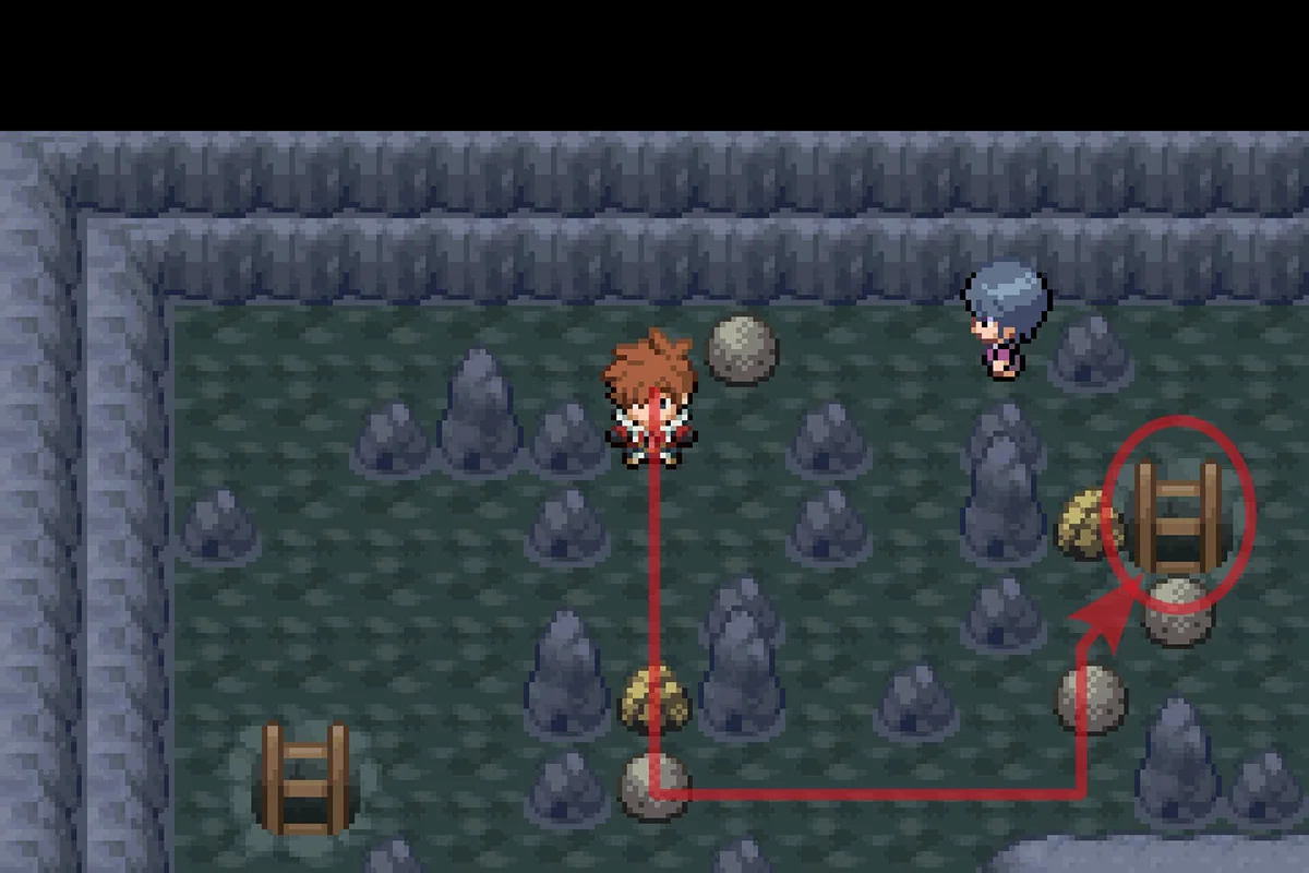 Taking a ladder to the lower floor. / Pokémon Unbound