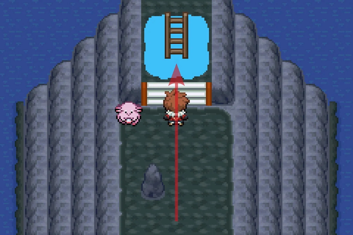 경로 끝에서 사다리를 타는 모습. / Pokémon Unbound