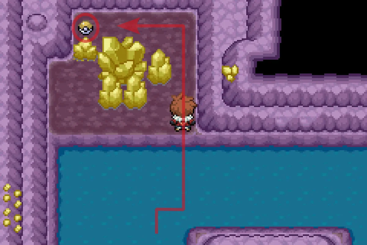 노란 크리스탈 뒤 오버히트 TM을 찾는 모습. / Pokémon Unbound