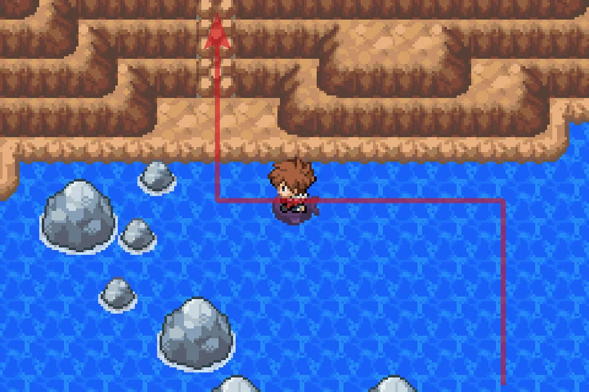 북서쪽 구석으로 가서 락클라임 사용 / 포켓몬 언바운드