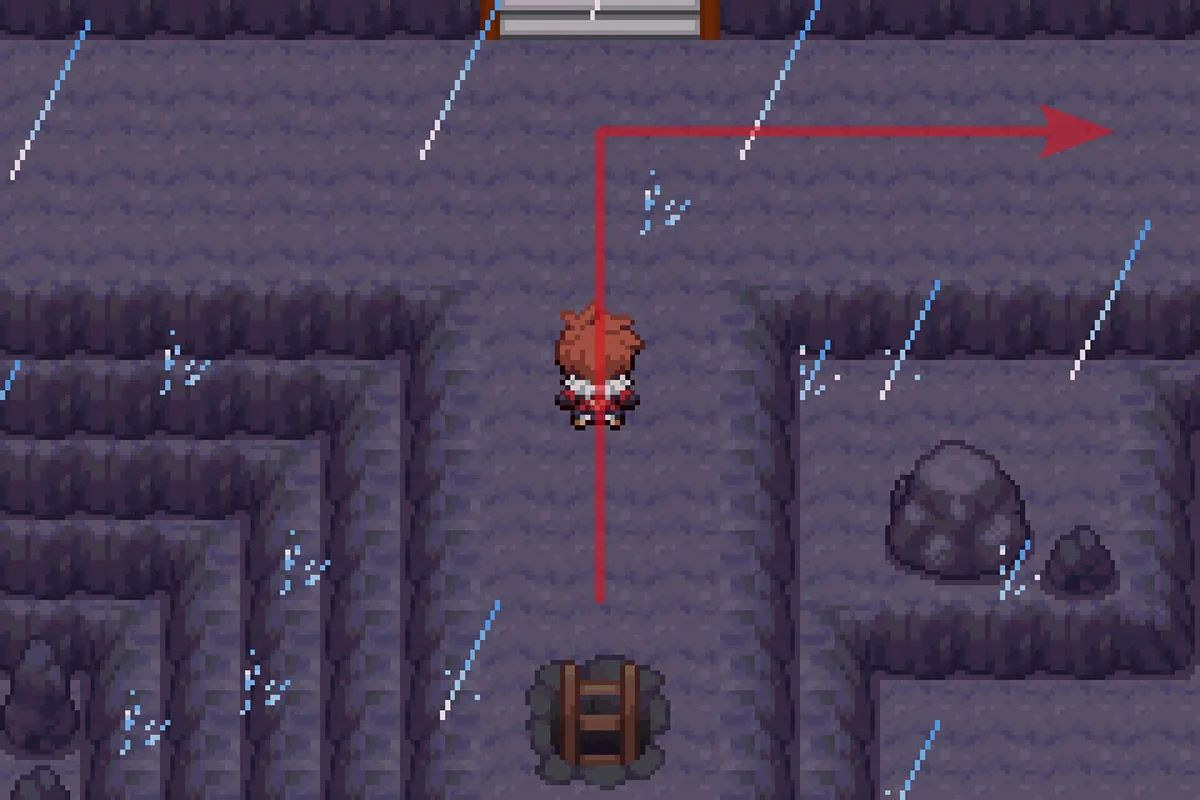 산 정상에 도달한 후 동쪽으로 가는 모습. / Pokémon Unbound