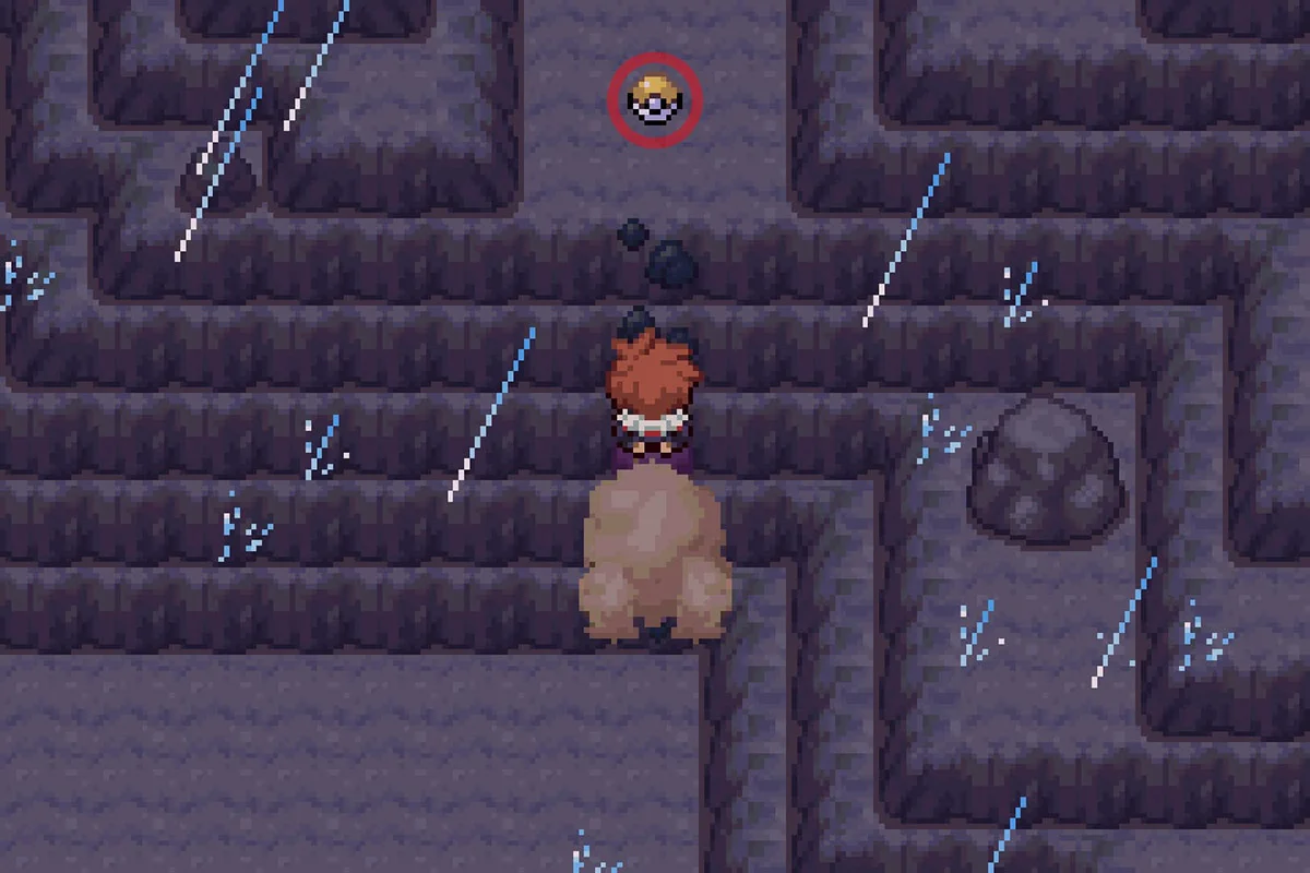 번개 (Thunder) TM을 찾는 모습. / Pokémon Unbound