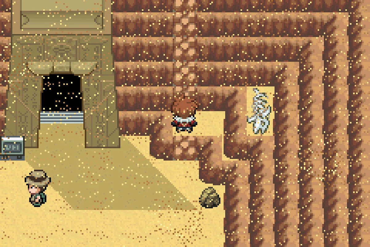 The path leading to the Great Desert Raid Den. / Pokémon Unbound