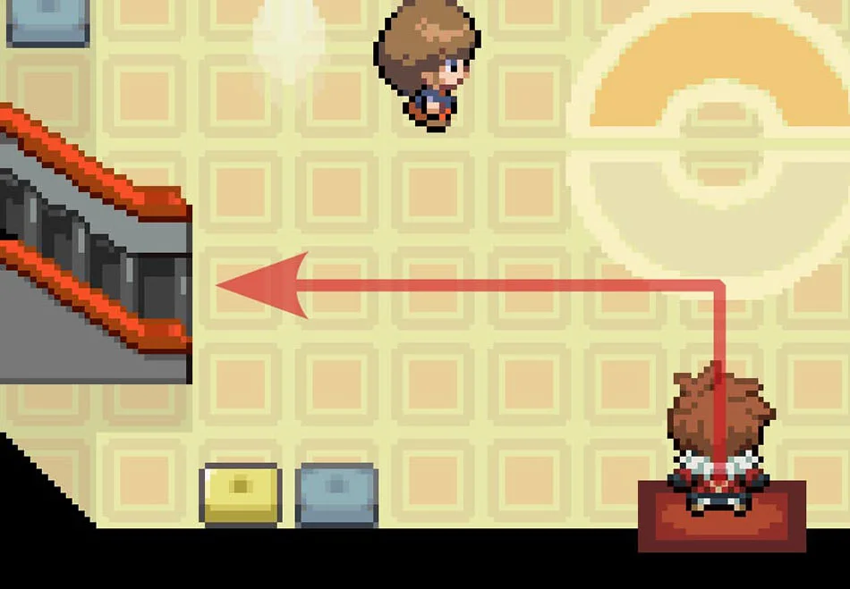 Climbing the stairs in a Pokémon Center