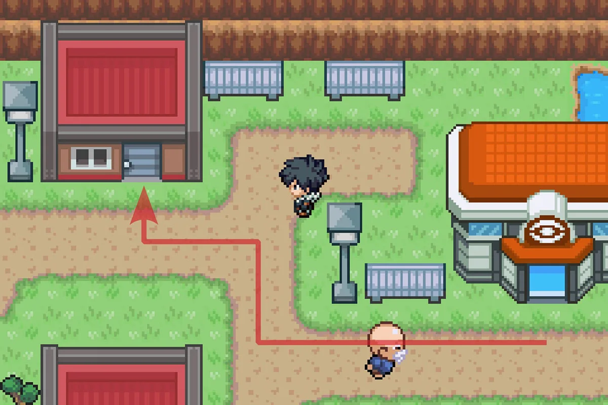 Entering the house northwest of the Epidimy Town Pokemon Center. / Pokémon Unbound