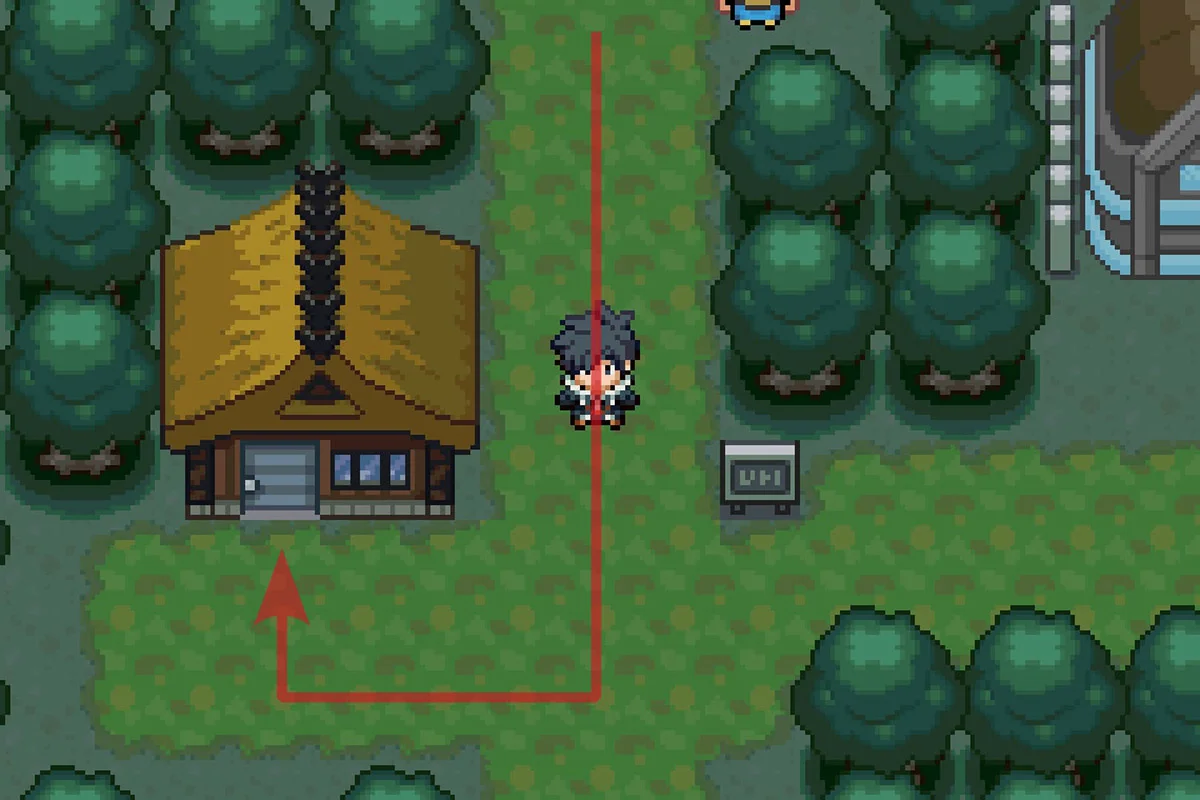 Entering the house west of the gym. / Pokémon Unbound