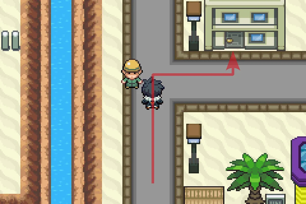 Entering the Rare Bone Maniac’s house. / Pokémon Unbound