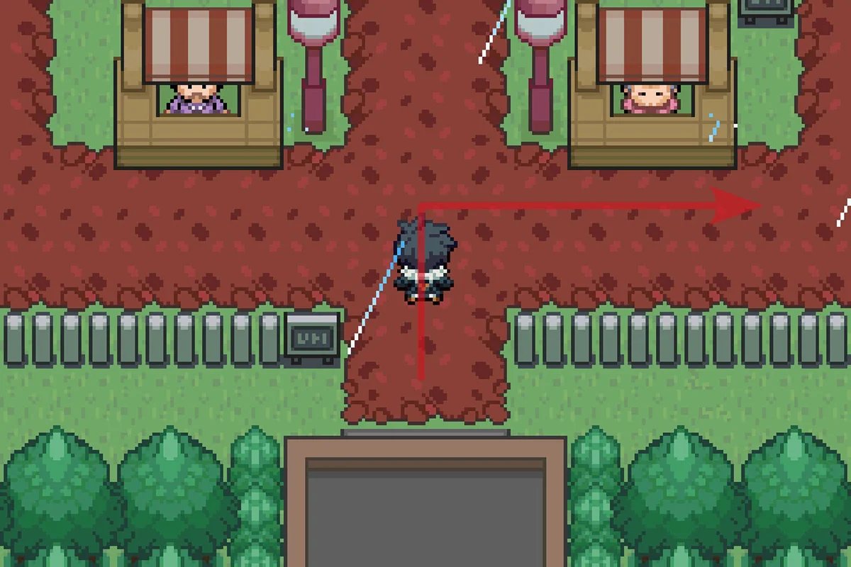 Walking east after exiting the connector. / Pokémon Unbound