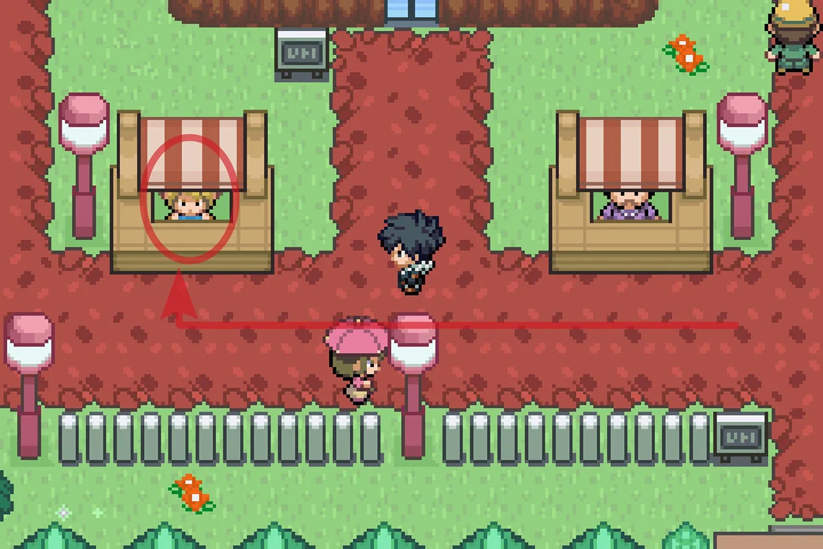 Approaching the Egg Move Tutor’s stall. / Pokémon Unbound