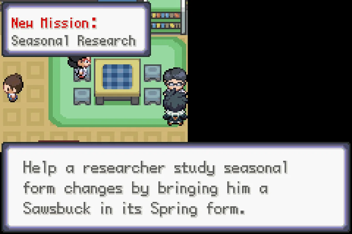 Getting the Seasonal Research side mission. / Pokémon Unbound