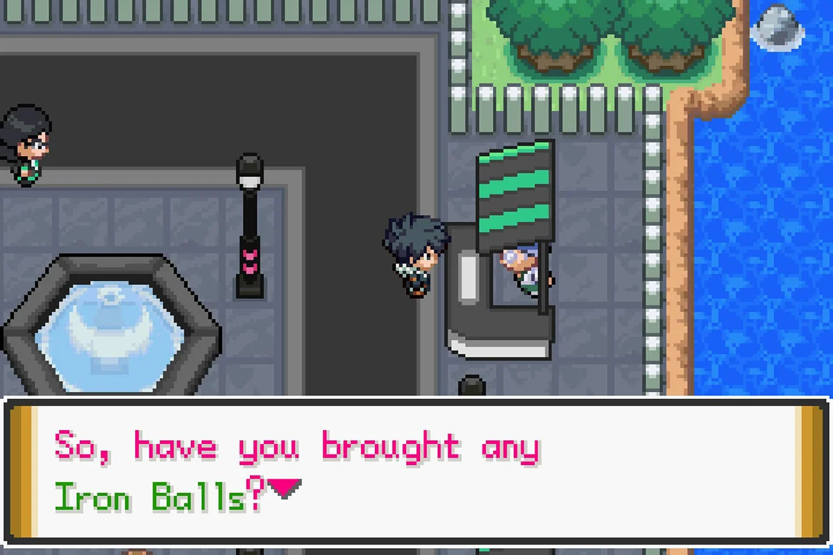 The Beast Ball NPC asking for Iron Balls. / Pokémon Unbound