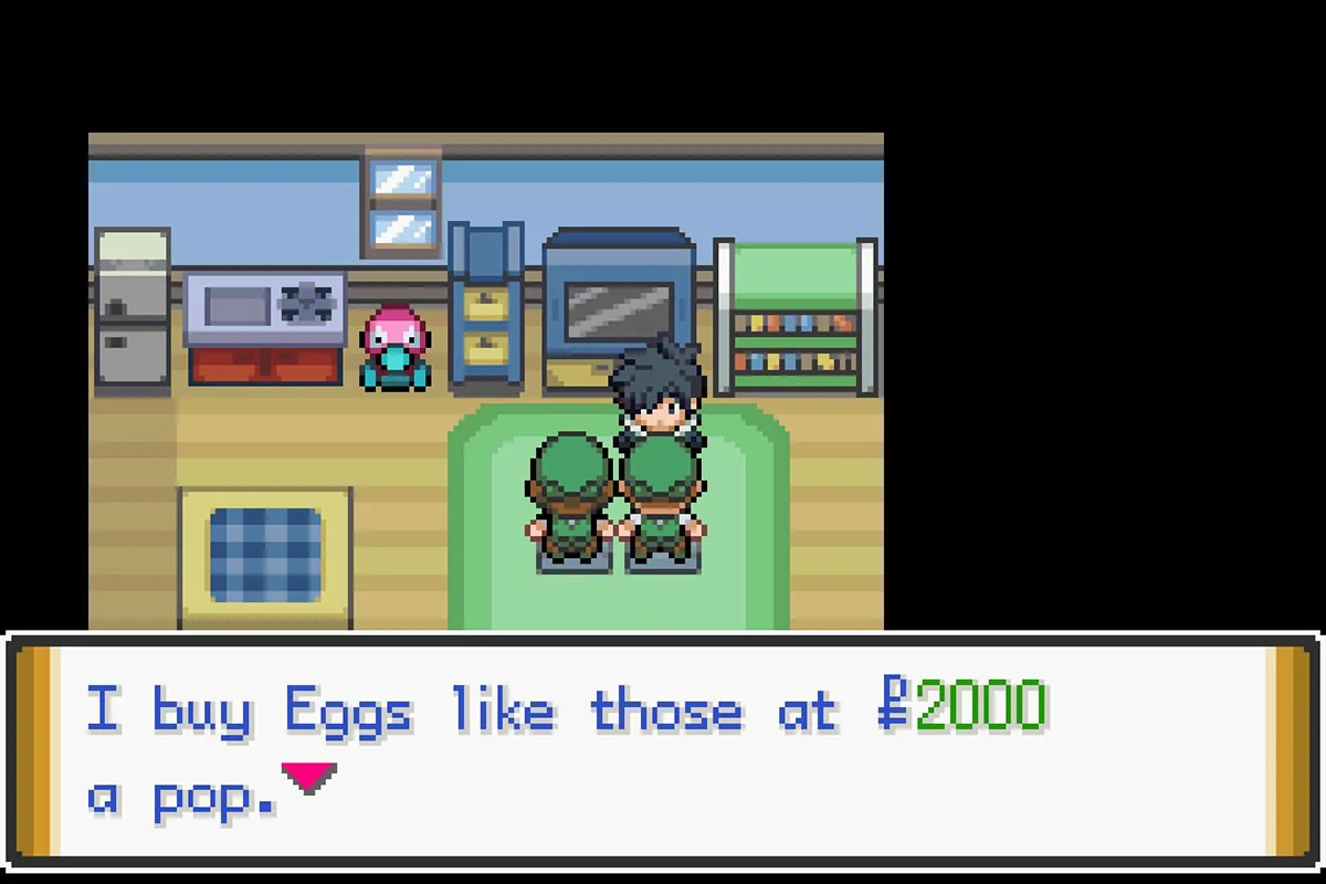 The Egg Buyer asking to buy eggs. / Pokémon Unbound