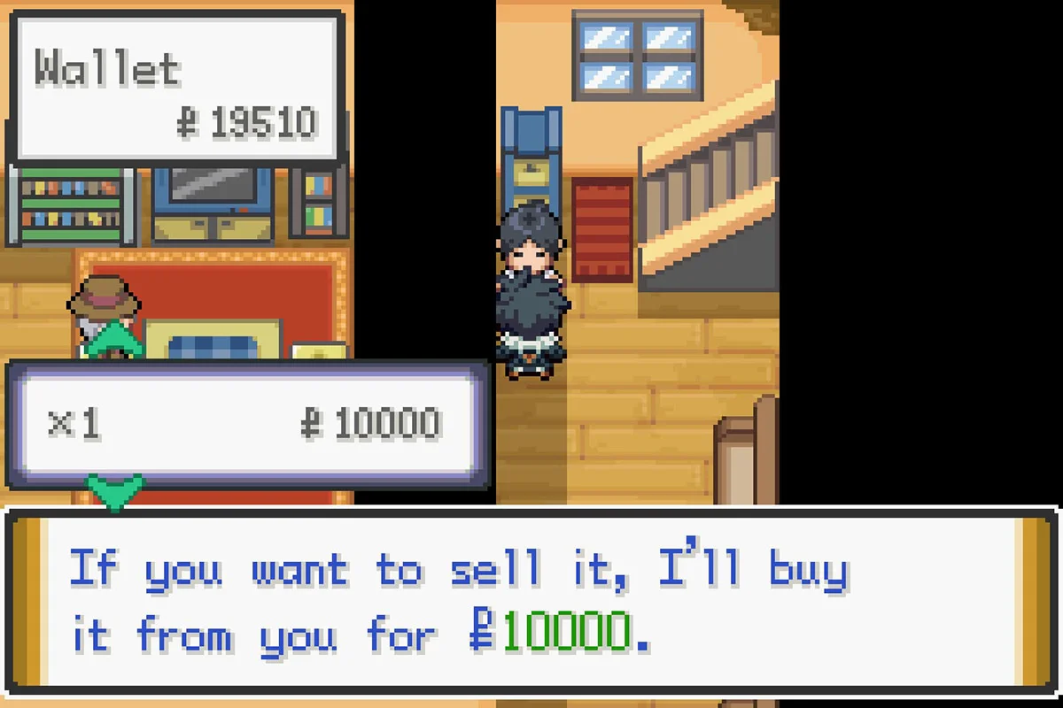 Selling a rare bone to the Rare Bone Maniac. / Pokémon Unbound