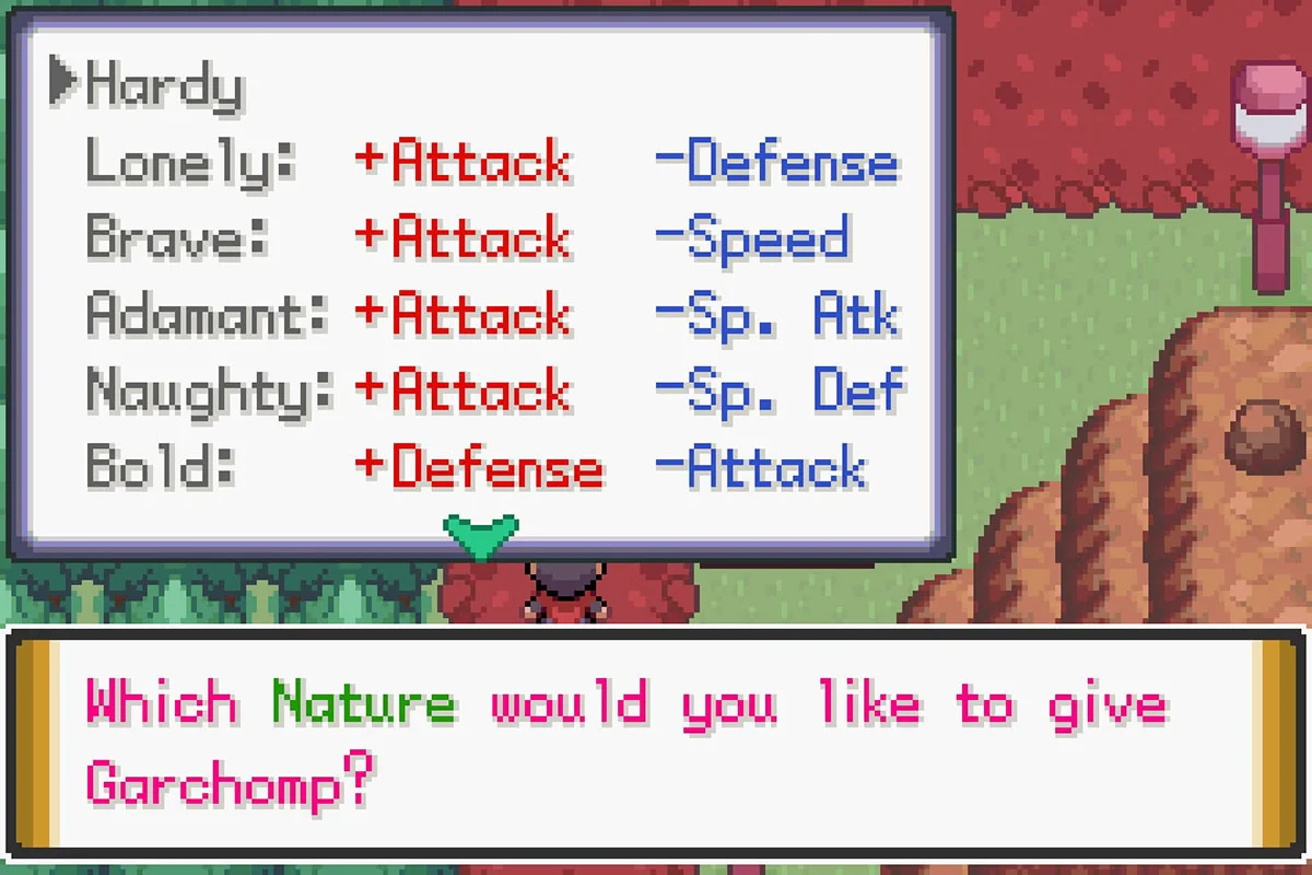 Changing a Pokemon’s nature. / Pokémon Unbound