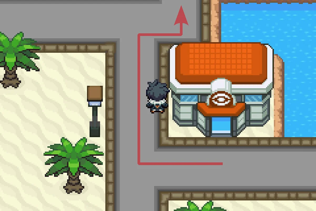 Walking north from the Dehara City Pokemon Center. / Pokémon Unbound