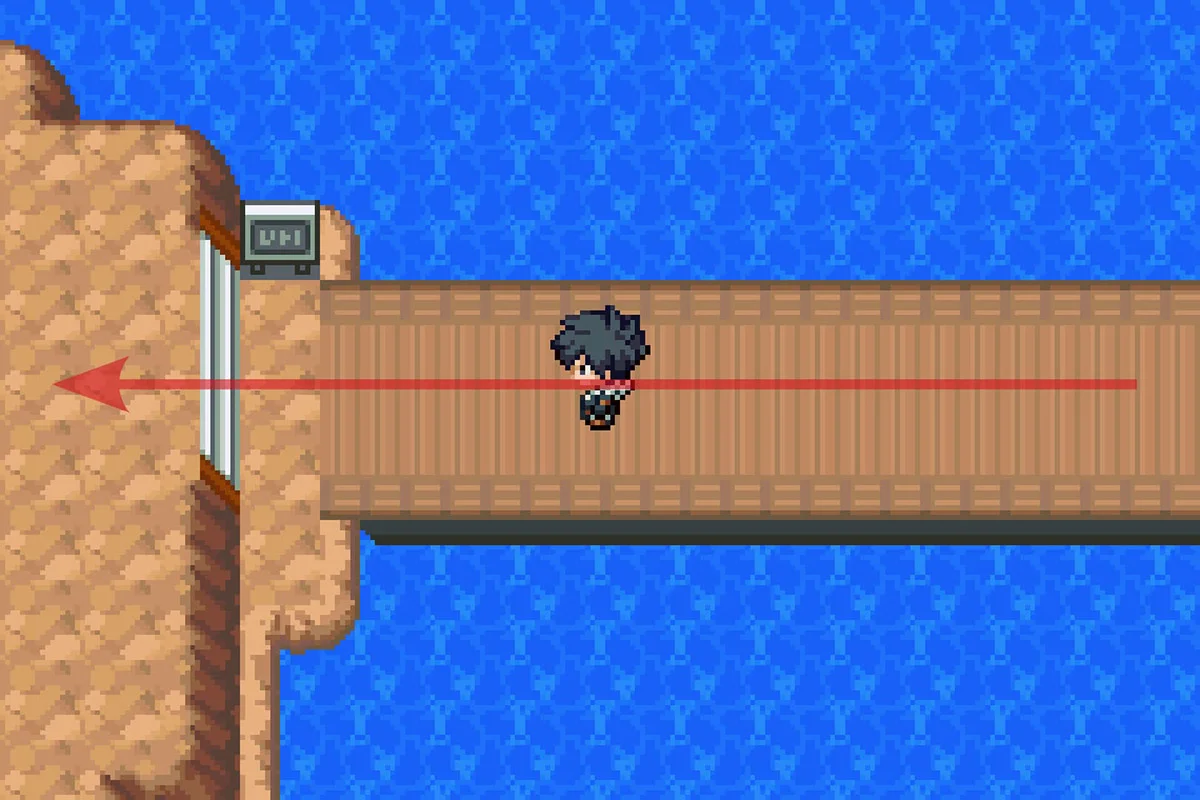 Crossing the wooden bridge to Thundercap Mountain. / Pokémon Unbound