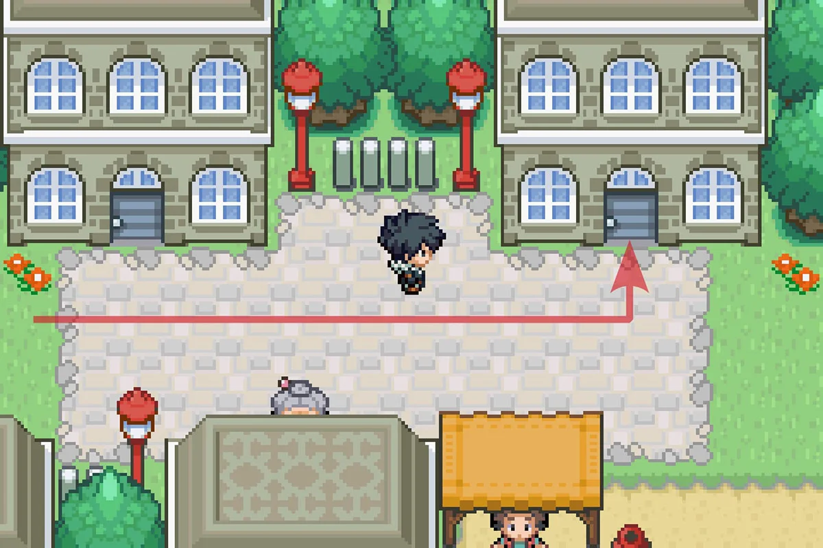 북쪽 두 번째 건물로 들어감. / Pokémon Unbound