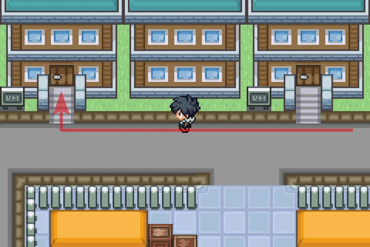 Entering the Fallshore City Mission HQ. / Pokémon Unbound