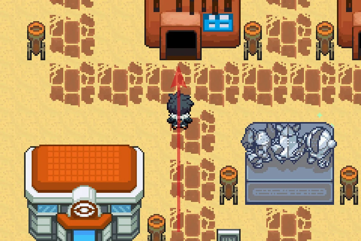 Entering the house northeast of the Pokemon Center. / Pokémon Unbound