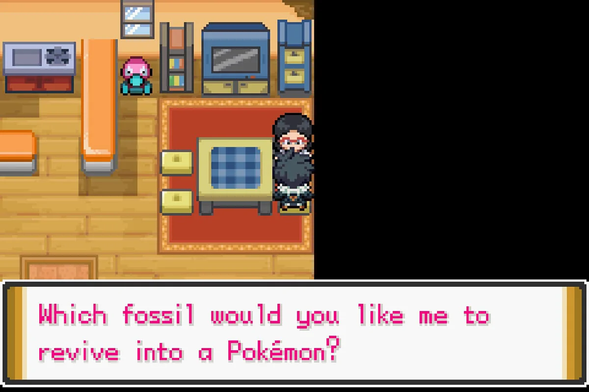 Giving the Fossil Reviver a fossil. / Pokémon Unbound