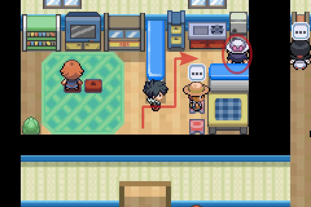 Approaching the Lucky Egg Upgrade NPC. / Pokémon Unbound