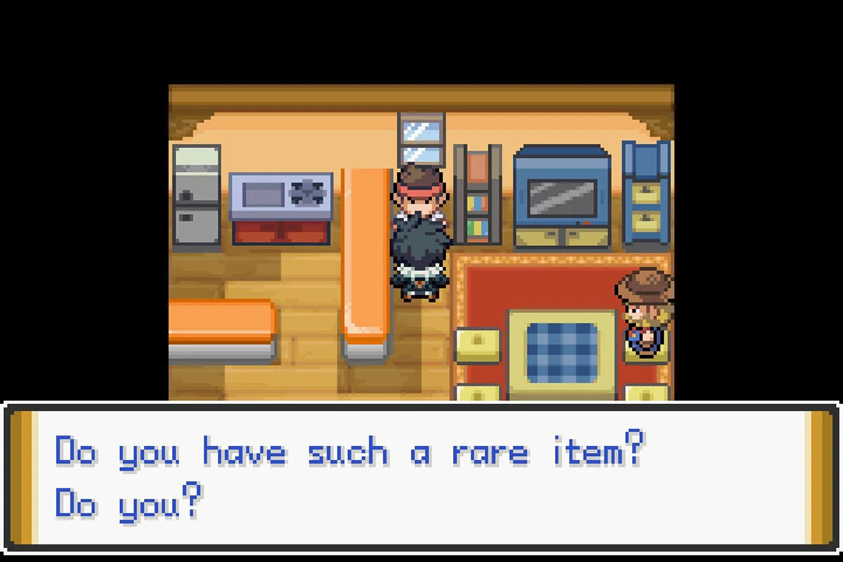 The Relic Maniac asking for relics. / Pokémon Unbound