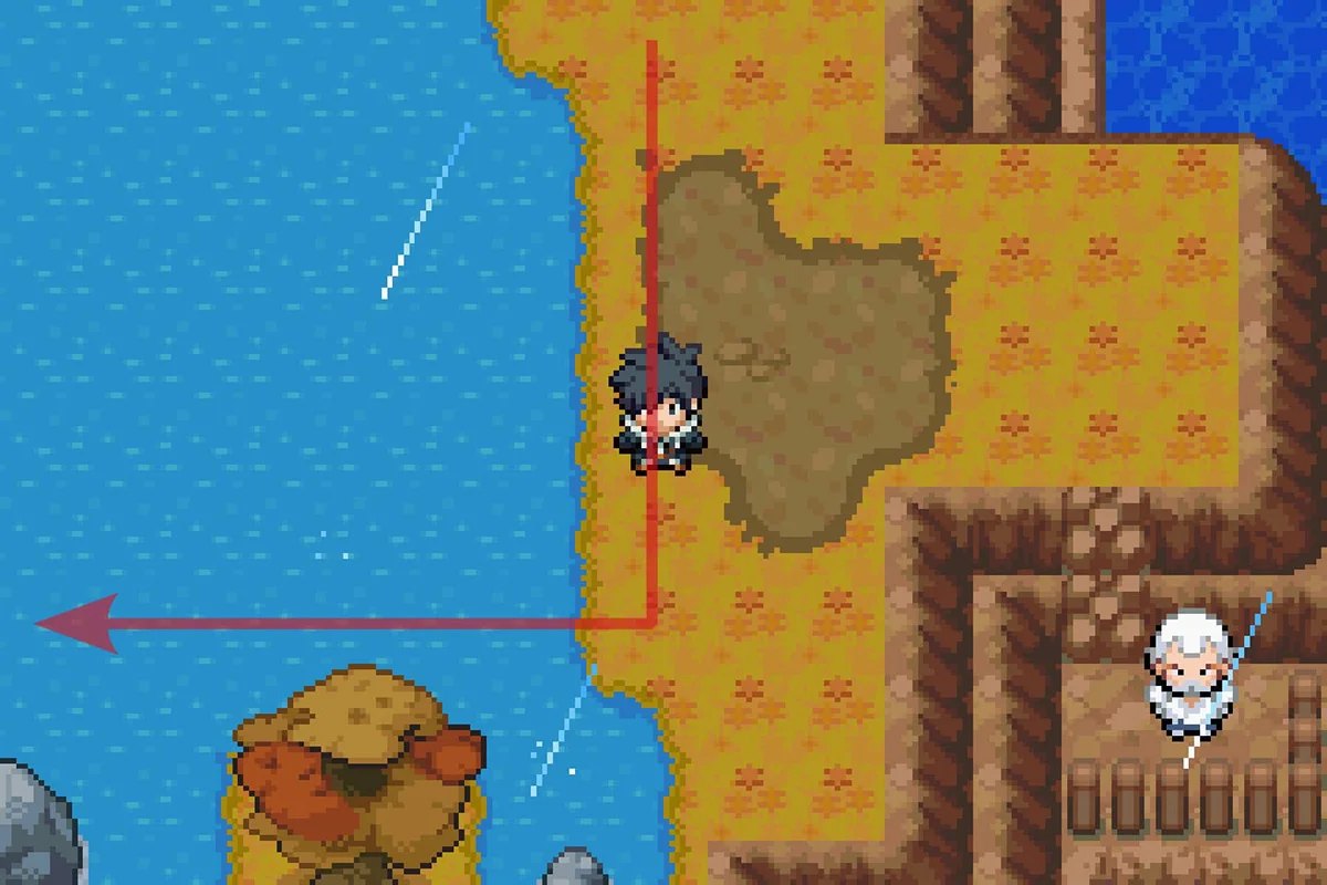 Turning west when the path south ends. / Pokémon Unbound