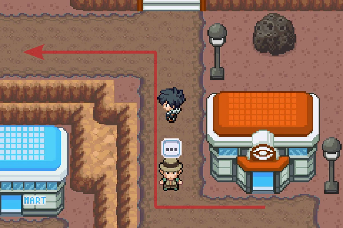 크레이터 타운 중앙으로 걷는 모습. / Pokémon Unbound