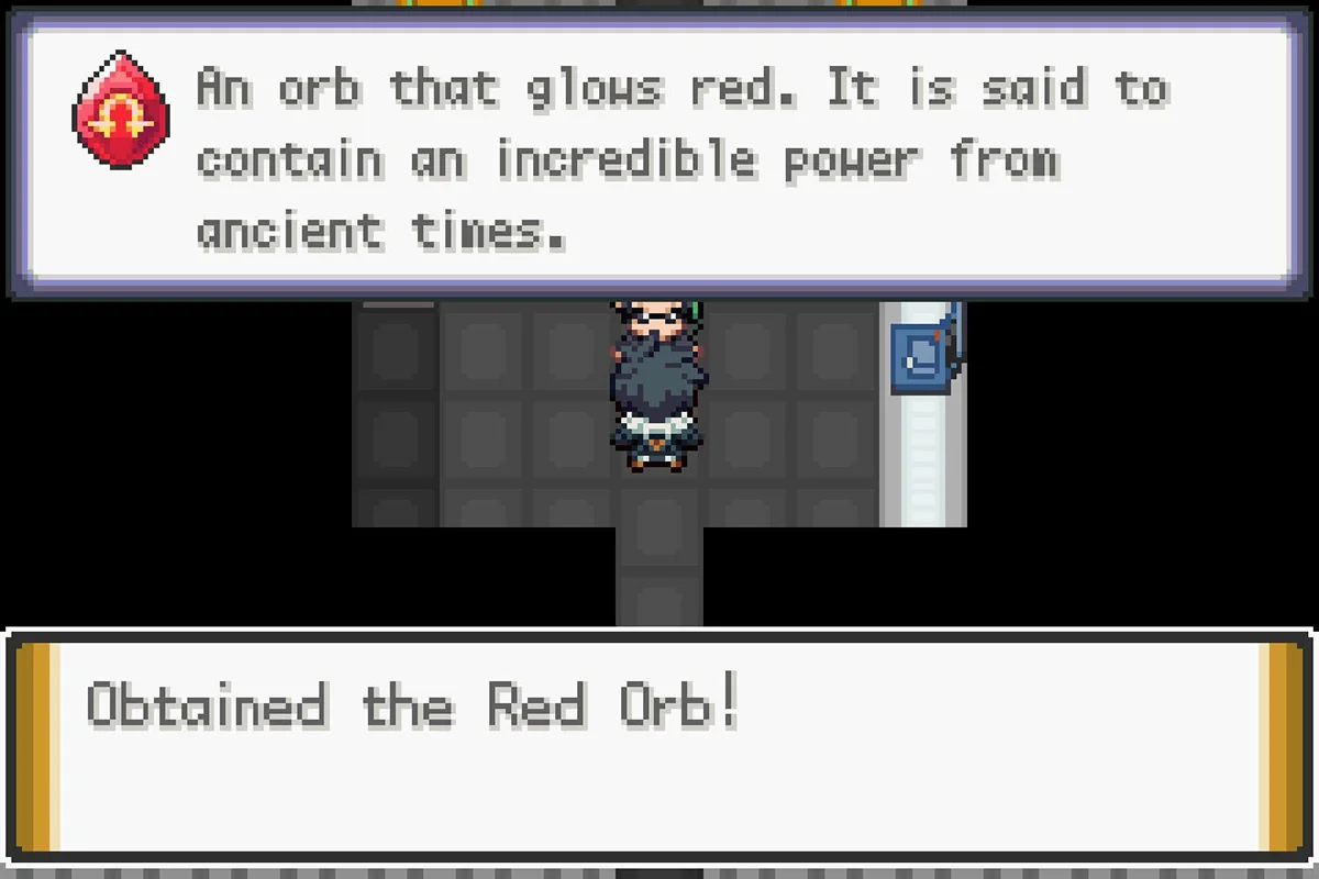 베가에게서 주홍구슬을 얻는 모습. / Pokémon Unbound