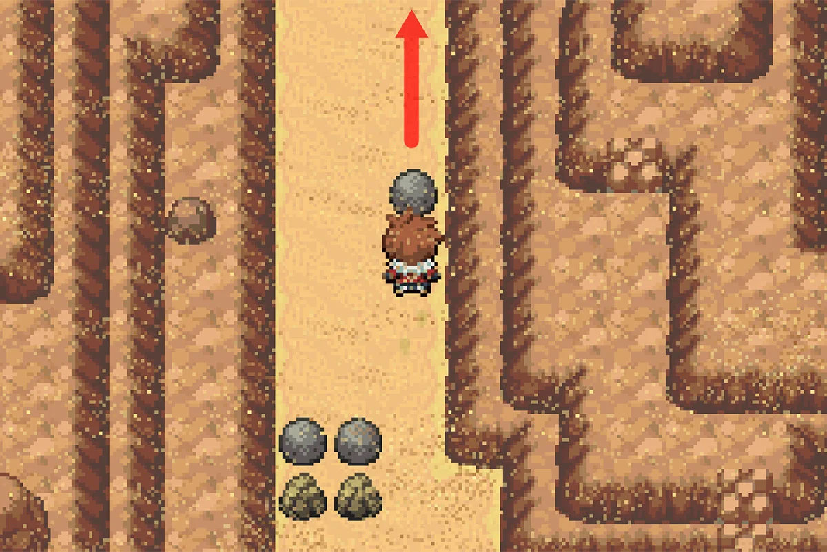 바위를 위쪽으로 미는 모습. / Pokémon Unbound