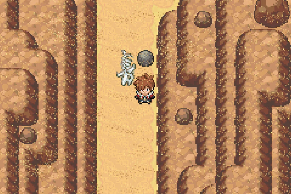 바위를 해골 옆에 배치하는 모습. / Pokémon Unbound