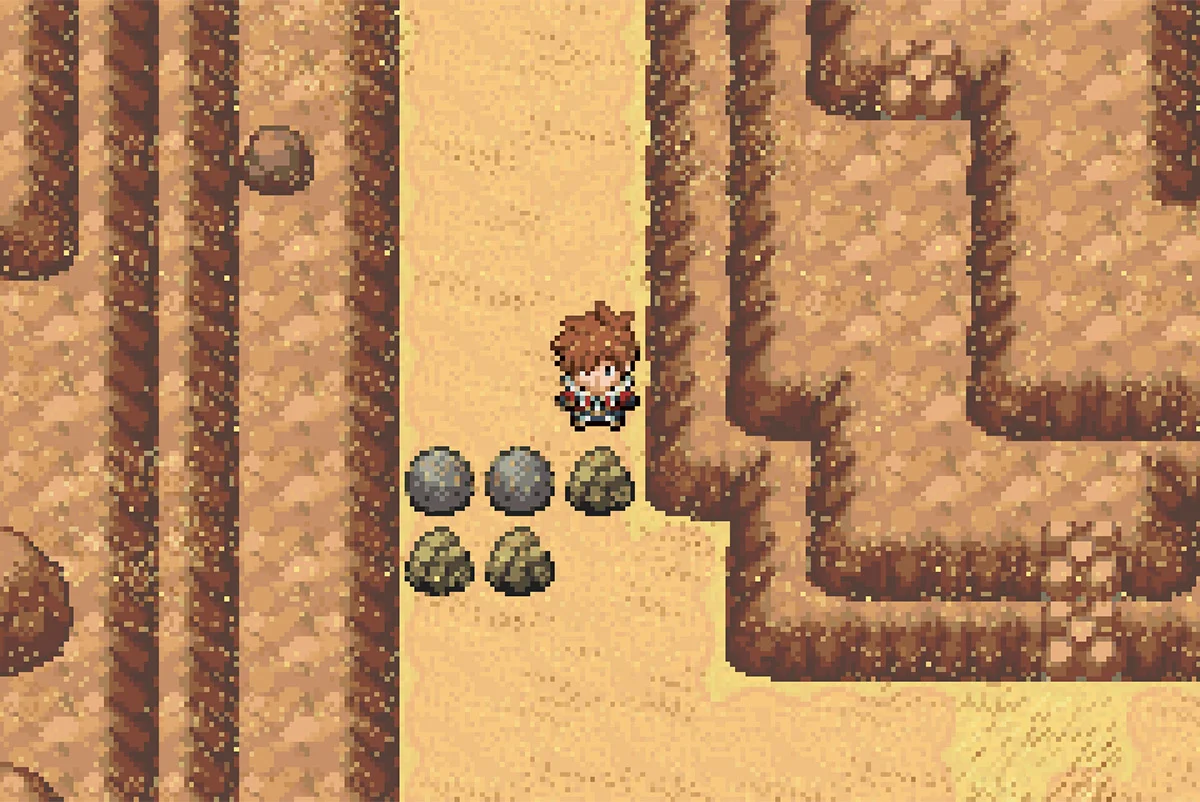 이전에 부쉈던 바위가 재생성된 모습. / Pokémon Unbound