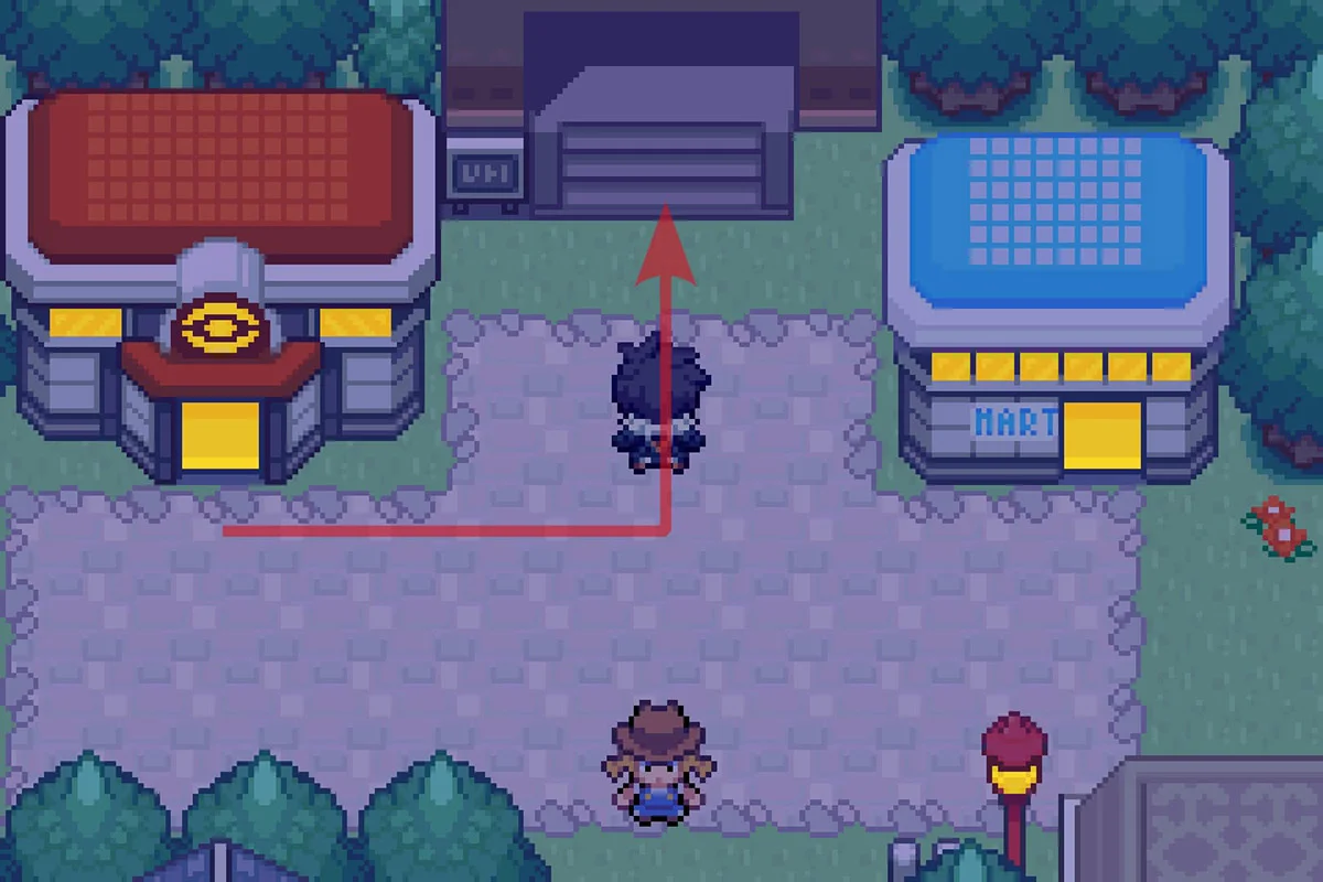 Entering the connector east of the Seaport City Pokemon Center. / Pokémon Unbound