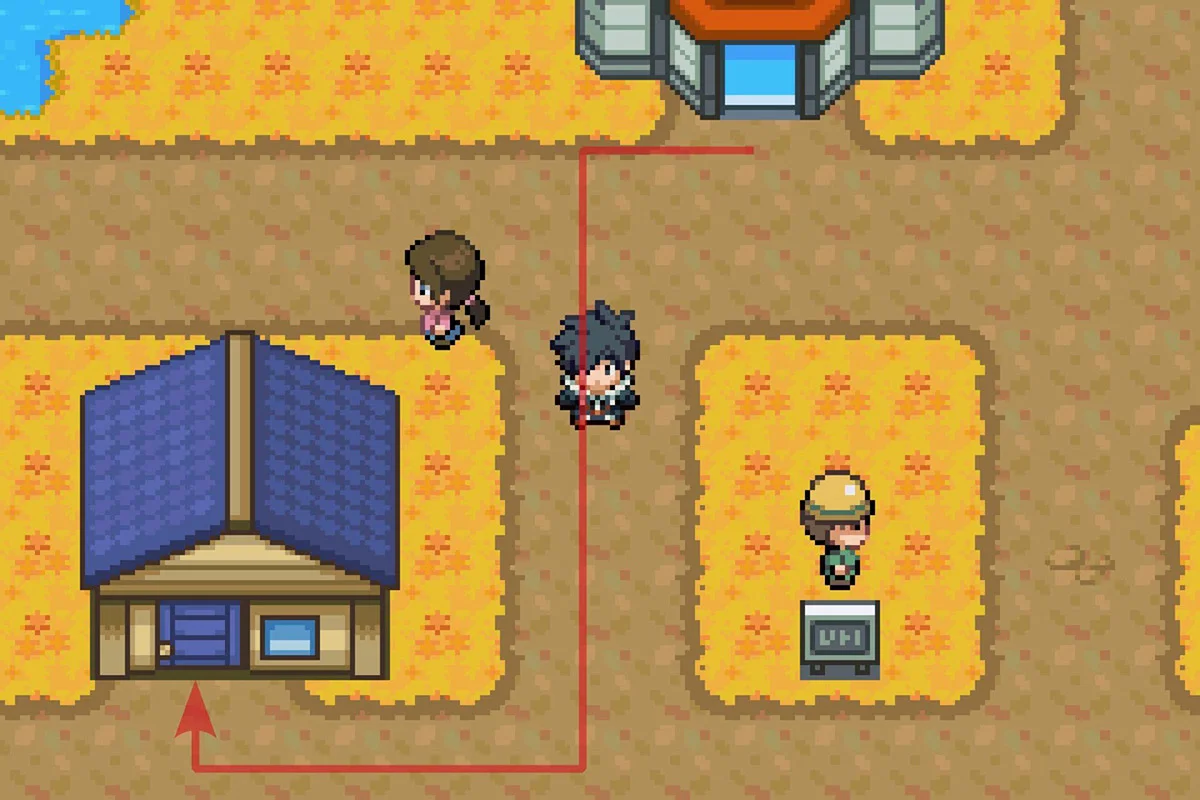 텔 타운 포켓몬 센터 남서쪽 집으로 입장.