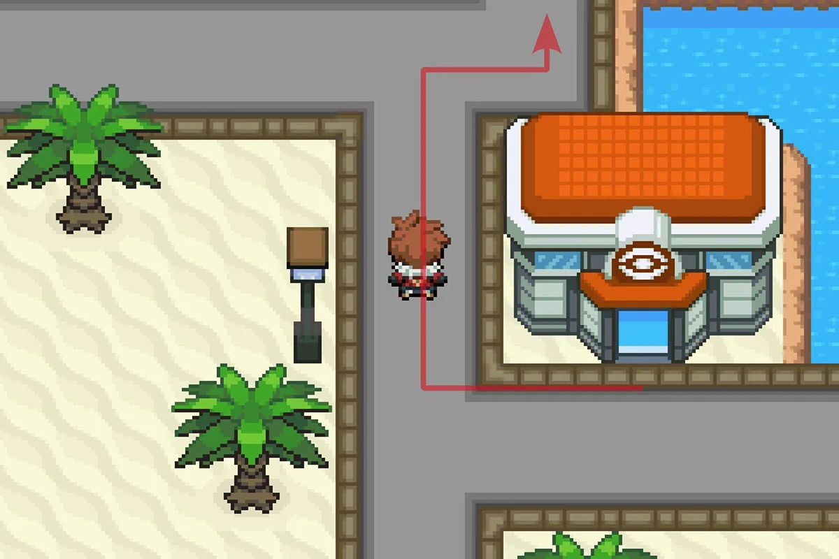 데하라 시티 포켓몬 센터에서 북쪽으로 이동.