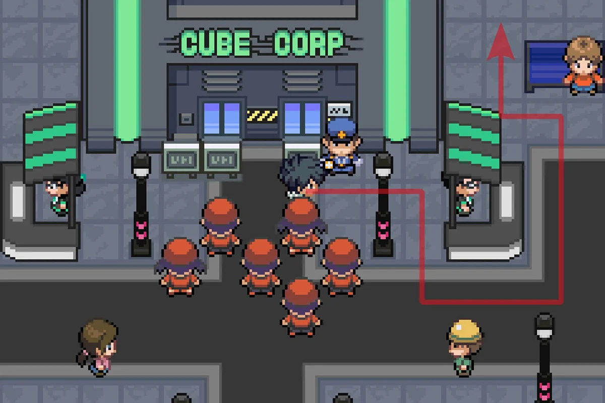 큐브 코퍼레이션 본사 건물에서 북동쪽으로 이동.