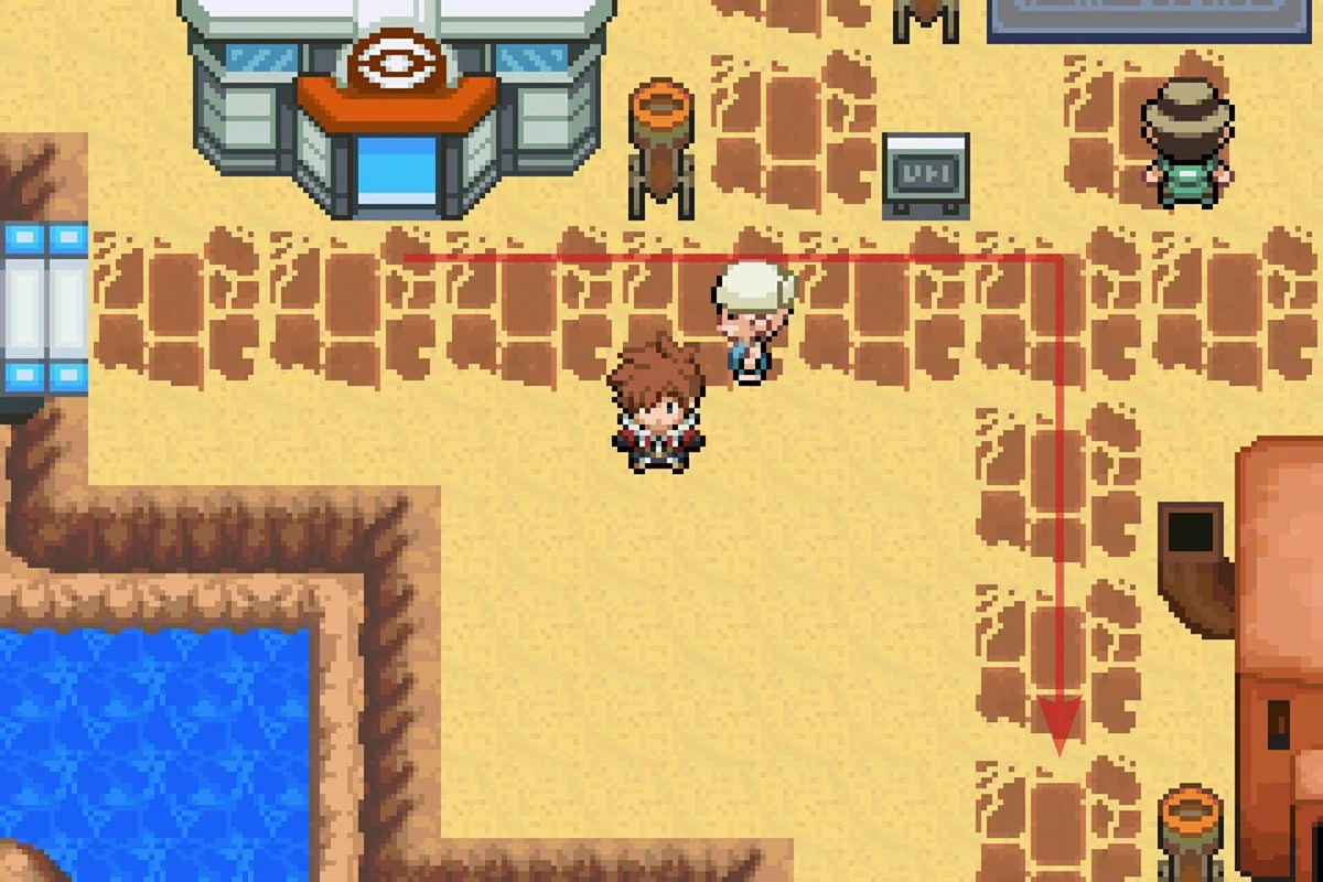 구런 타운 포켓몬 센터에서 남쪽으로 이동.