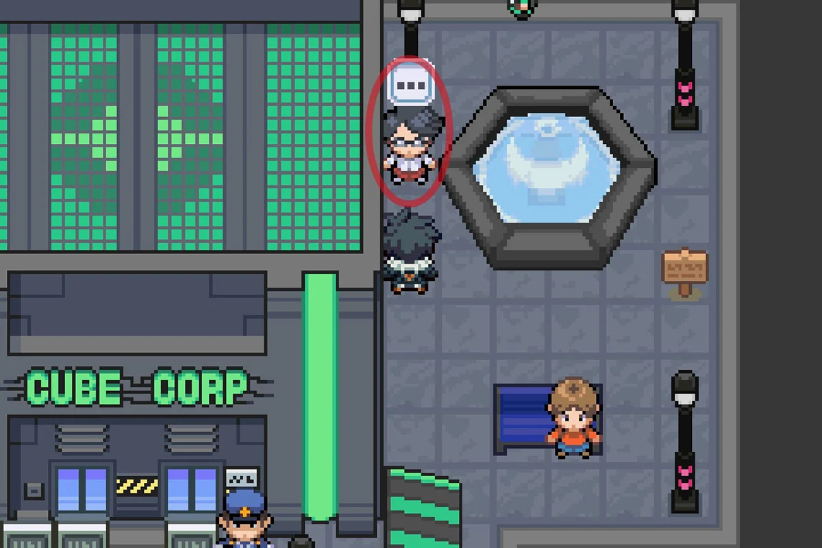 분수대 옆에 있는 NPC에게 접근.